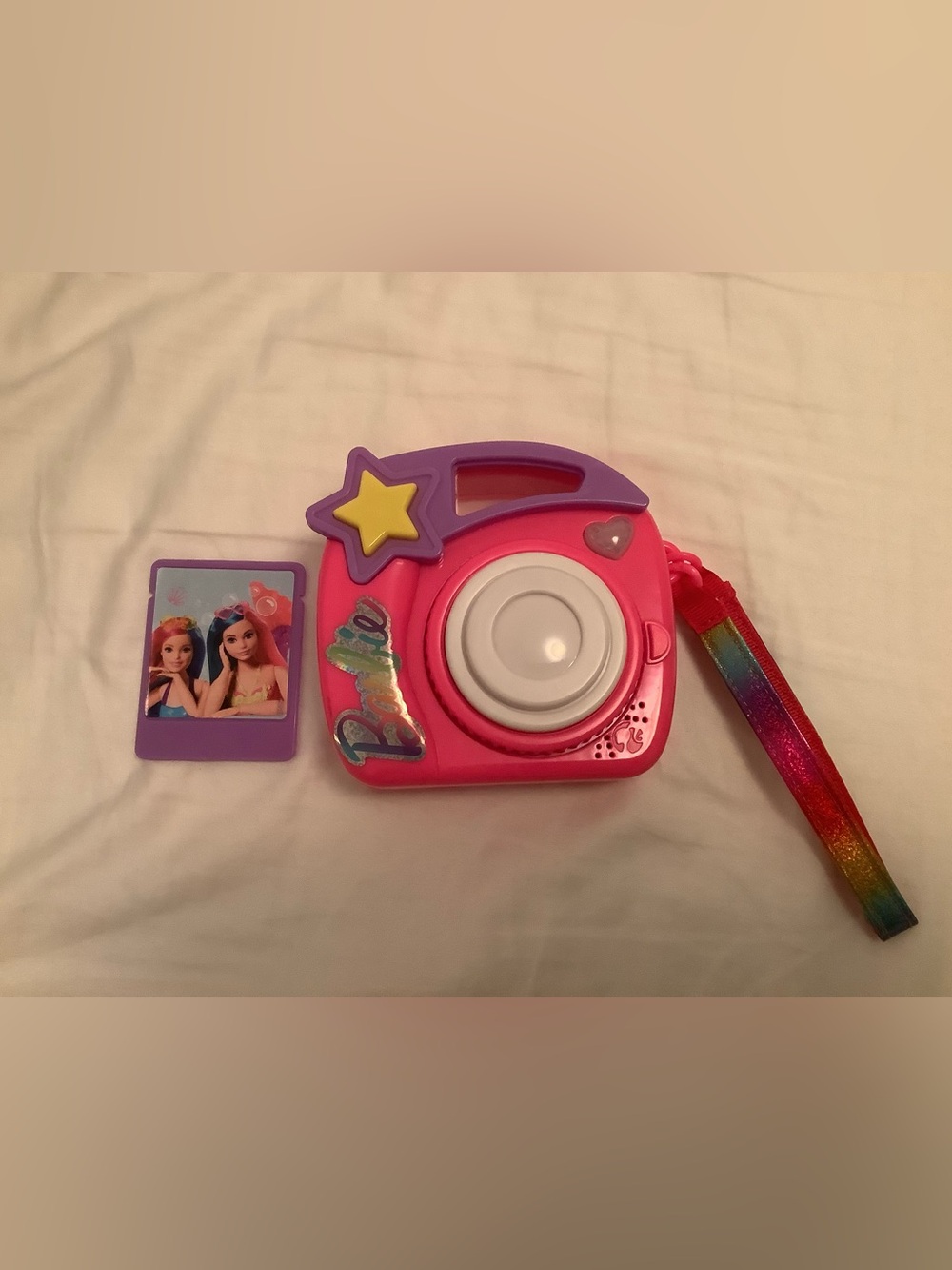 Barbie kids pretend play camera toy Polaroid with one photo lights & sounds